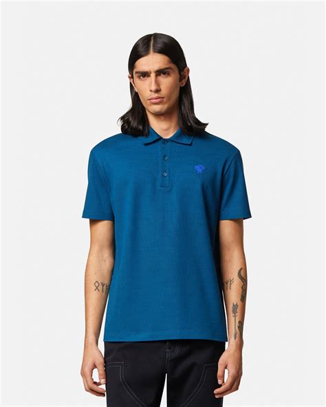 versace embroidered medusa polo shirt|Versace Medusa shirt men.